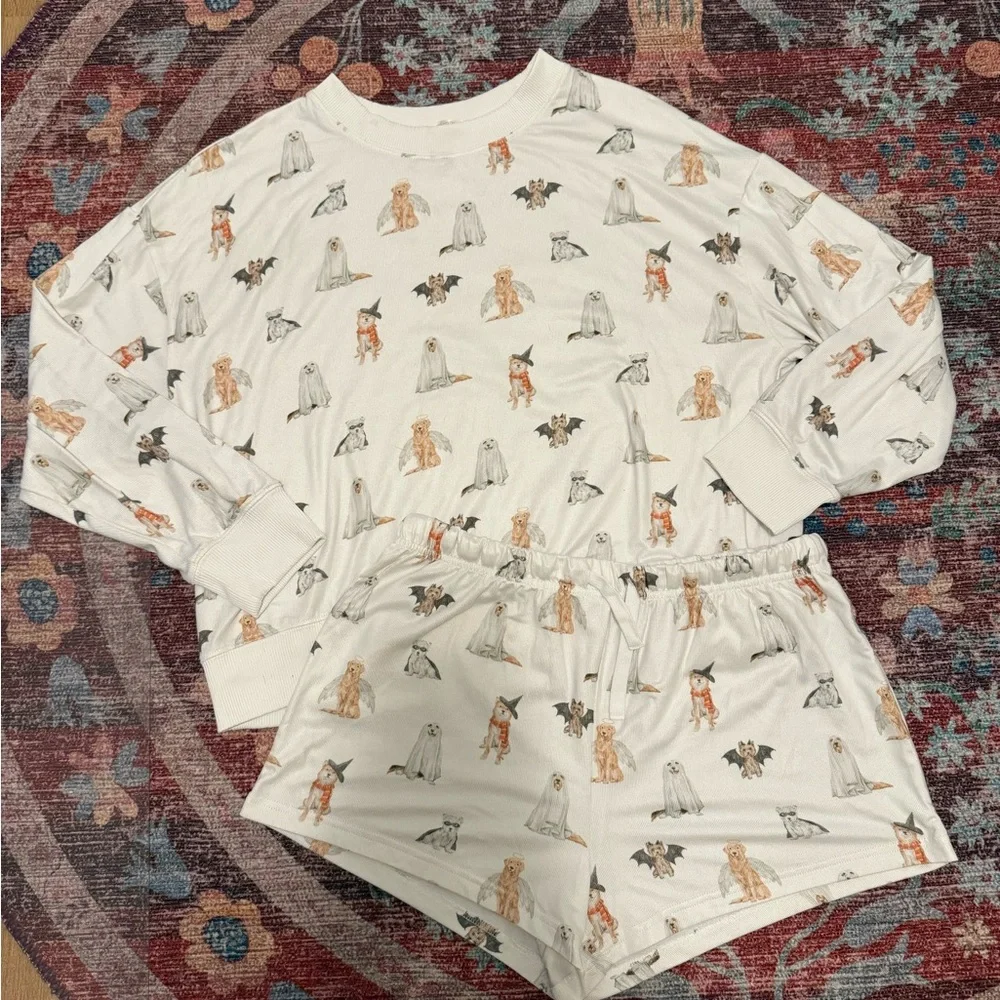 Z supply hey boo Halloween dog shorts and long sleeve set - Picture 2 of 7